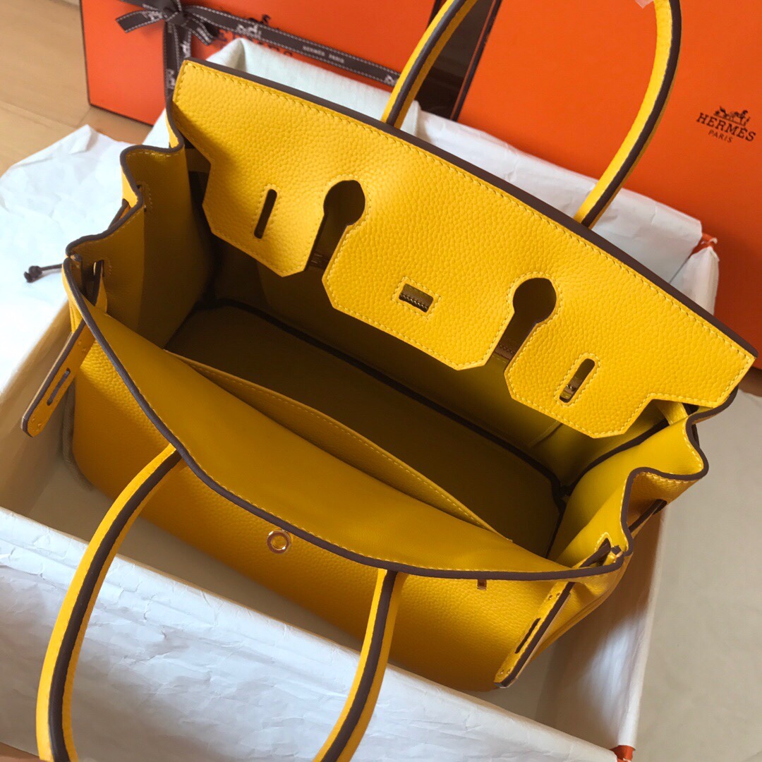 Hermes Birkin 30CM Togo Leather Handbag Yellow Amber